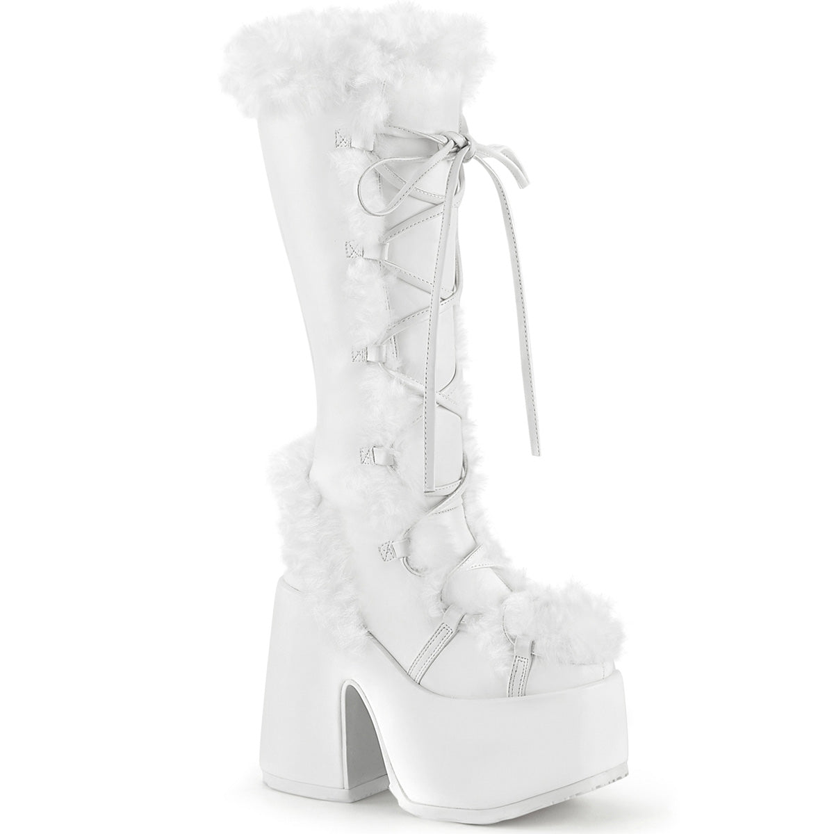 Demonia White Furry Winter Faux Fur Boots Rave Wonderland