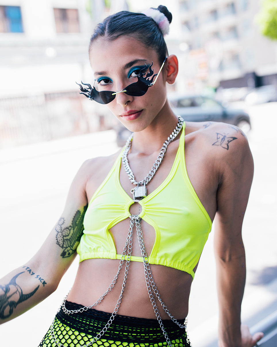 Chain Wrecked Keyhole Top - Rave Wonderland