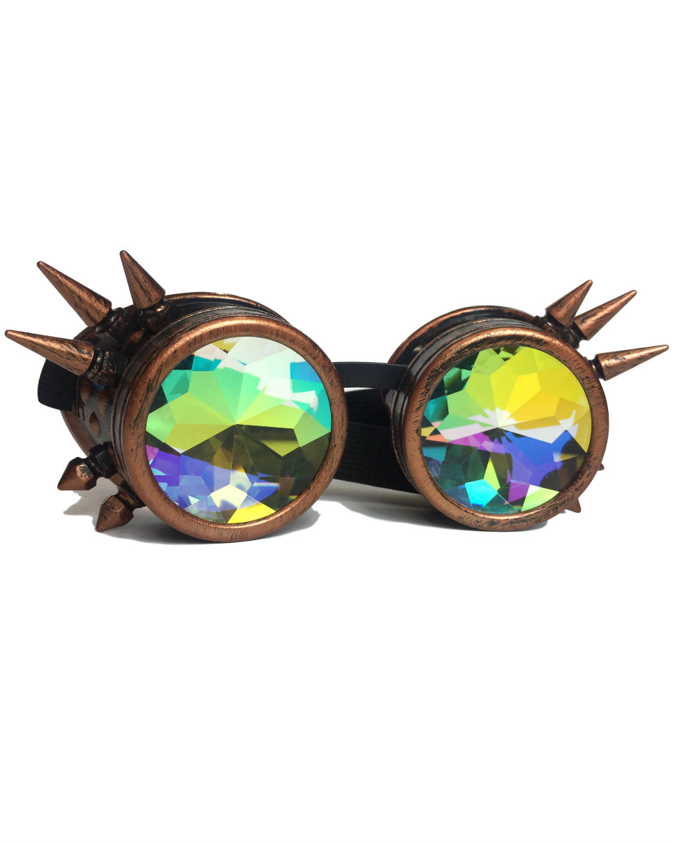 Spiky Kaleidoscope Steampunk Goggles -  rave wear, rave outfits, edc, booty shorts