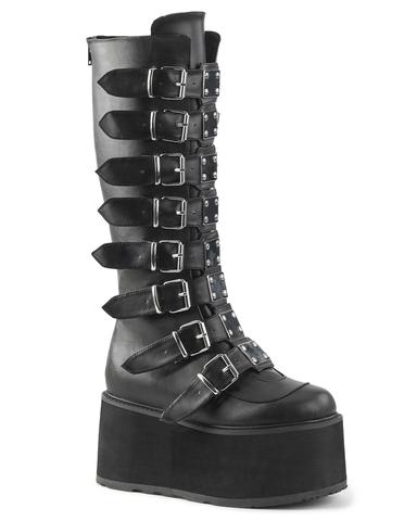 Demonia Damned Matte Black Knee High Boots - Rave Wonderland