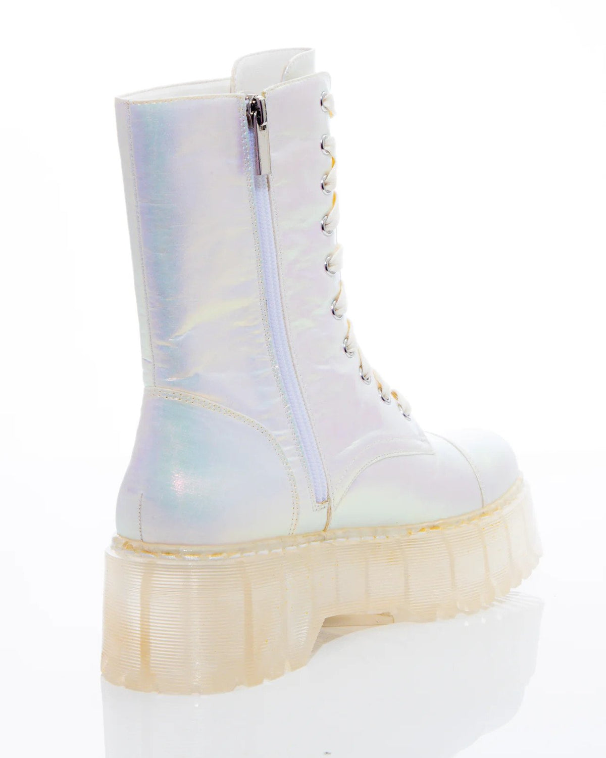 White Twilight Iridescent Combat Boots