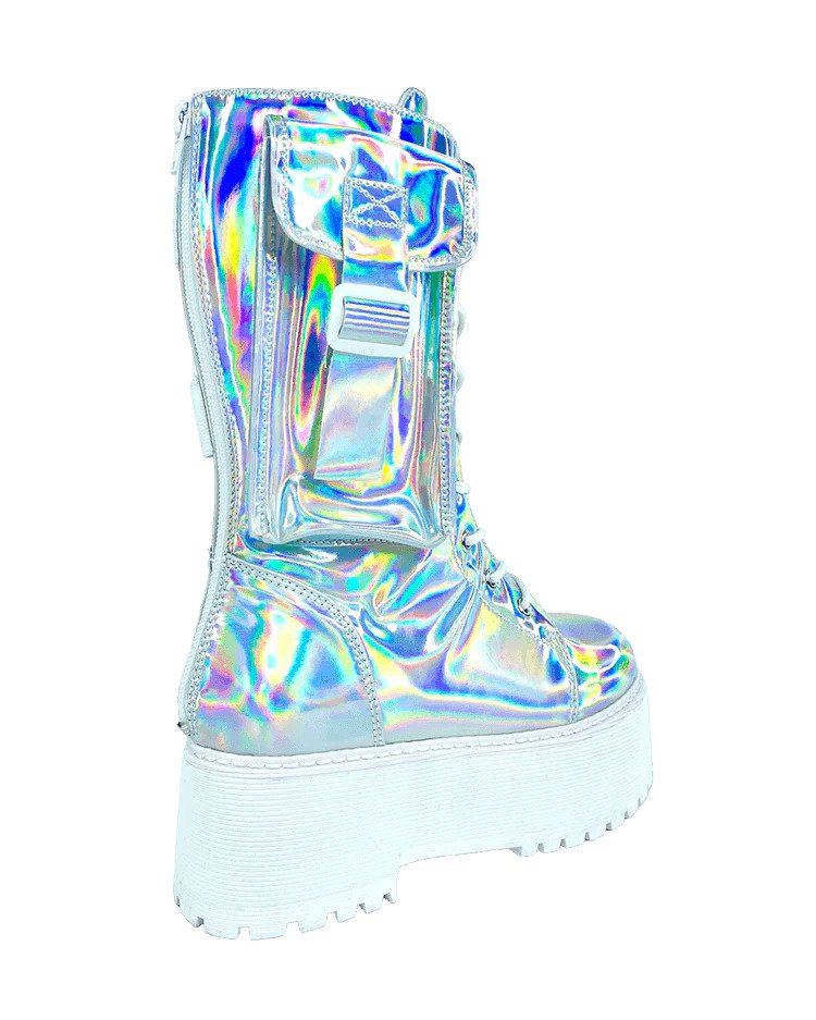 YRU Slayr Hi Desert Silver Hologram Boots