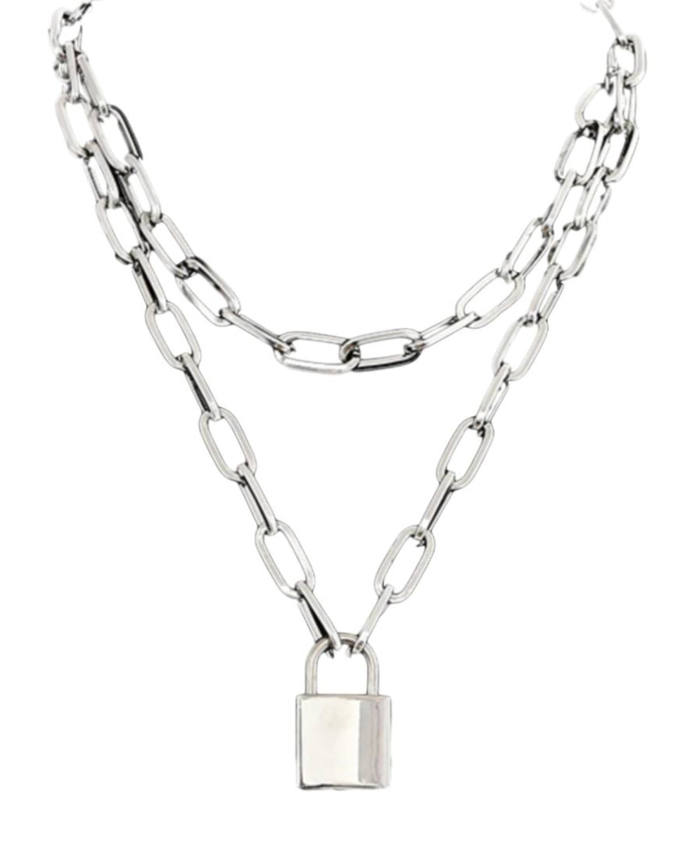 Silver Lock & Key Necklace - Rave Wonderland