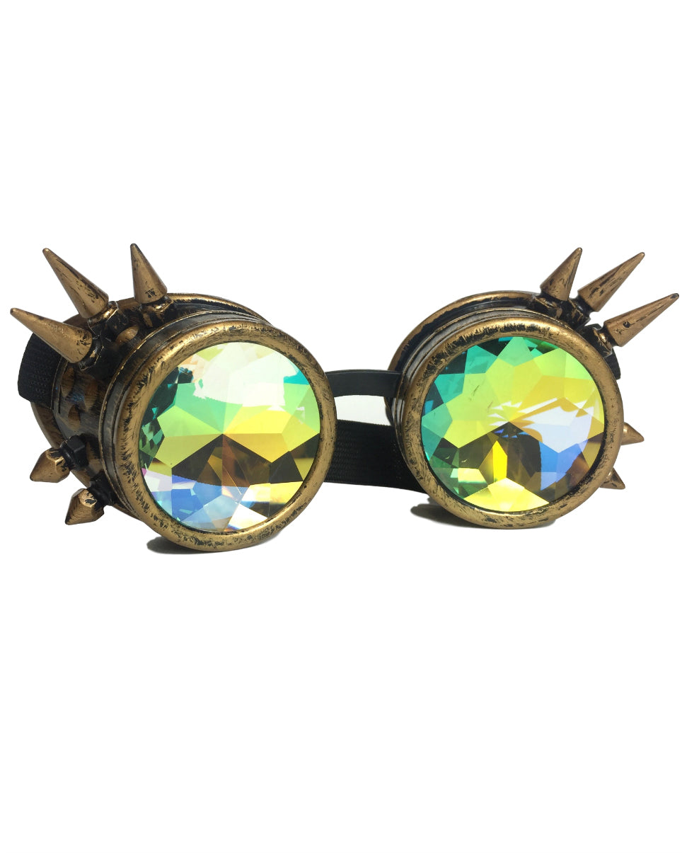 Spiky Kaleidoscope Steampunk Goggles -  rave wear, rave outfits, edc, booty shorts