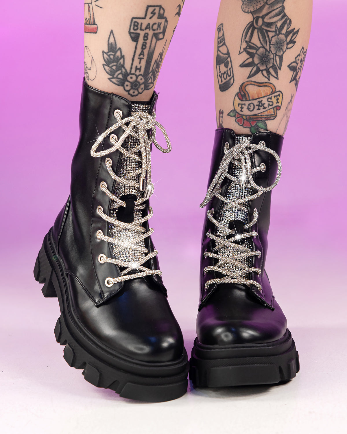 Laced in Diamonds Combat Boots