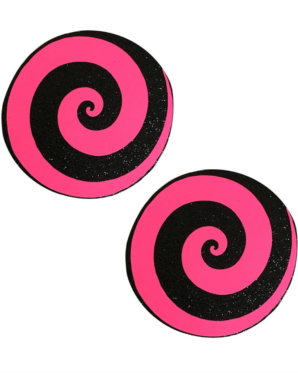 Pink Care Bear Stare Blacklight Reactive Spiral Nipple Pasties - Rave Wonderland